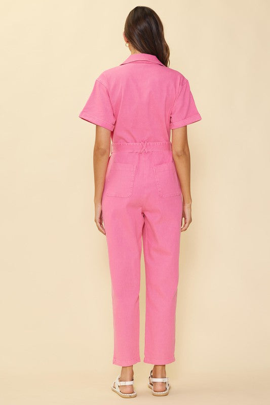 Pink utility hot sale suit