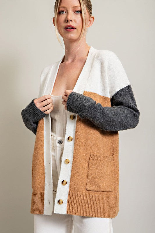 Camel colored cardigan hot sale with pockets