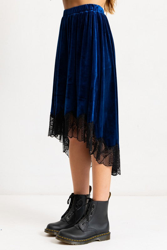 High low outlet velvet skirt