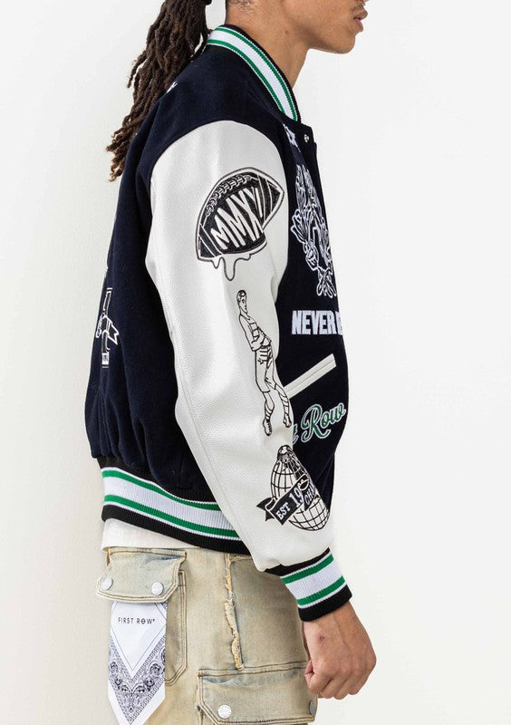 Namu Shop - Document Varsity Down Jacket - Navy (restocked)