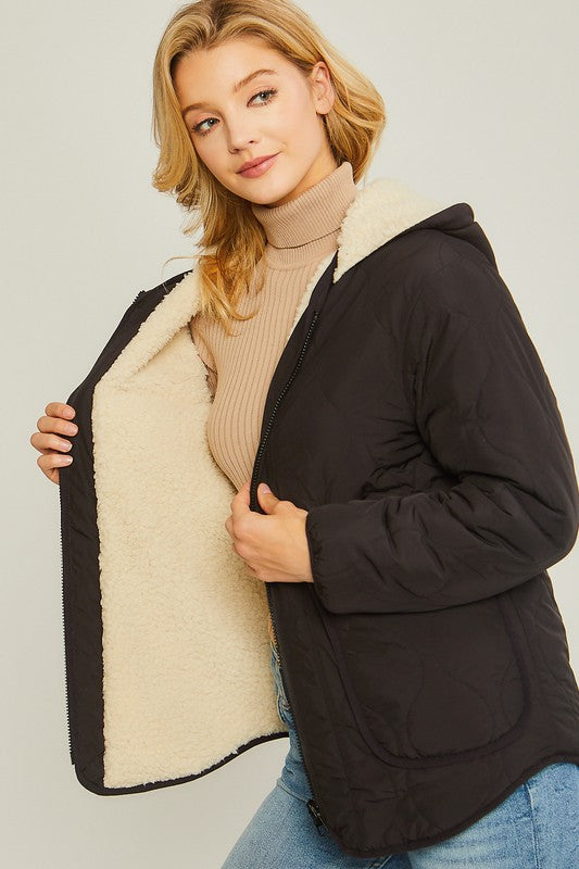 Ecote fuzzy outlet reversible jacket