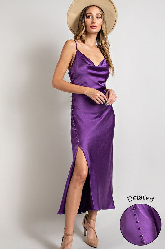 Cowl Neck Purple Dress