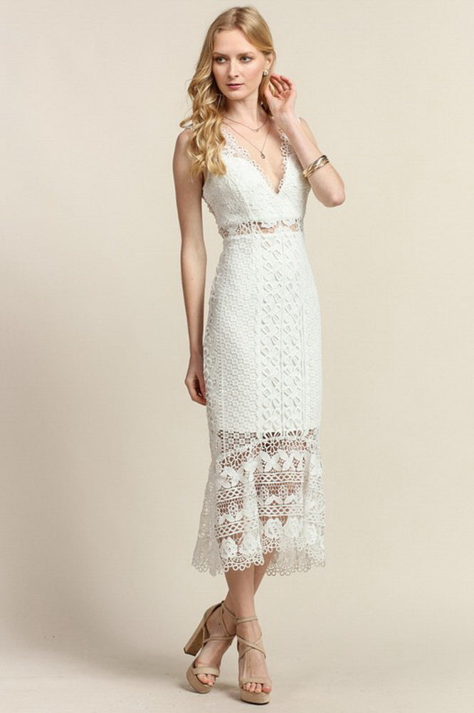 Ivory Lace Midi Dress