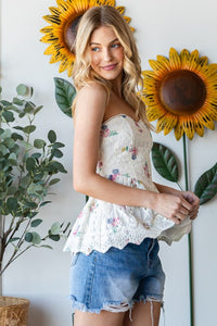 Pink Combo Combo Flower Printed Lace Tube Top