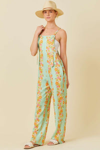 Sage Floral Print Jumpsuit