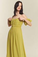 Kiwi Ruched Chest Off Shoulder Chiffon Maxi Dress