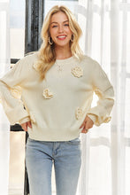 Ivory Floral Applique Sweater Top