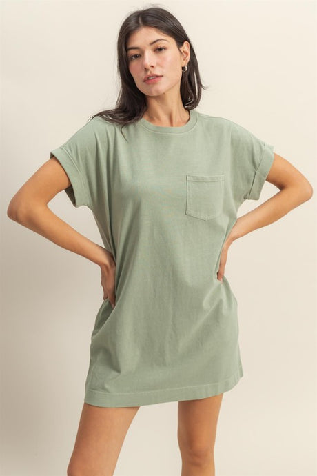 Sage Green Unwind In Style T Shirt Mini Dress