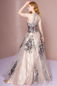 Champagne/Silver Rome Jersey Mermaid Long Dress