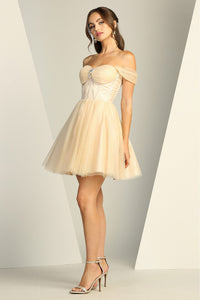 Champagne One Shoulder Tight Prom Sweetheart Dress