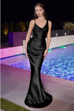 Black Satin Draped Gown