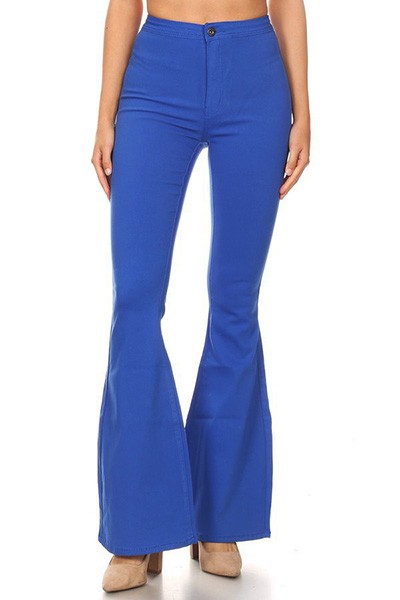 Royal Blue High Waist Super Stretch Disco Bell Bottom Pants