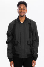 Black Mens Utility Strap Jacket