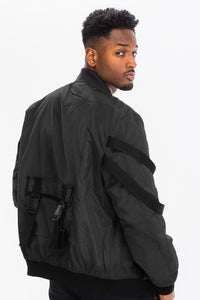 Black Mens Utility Strap Jacket