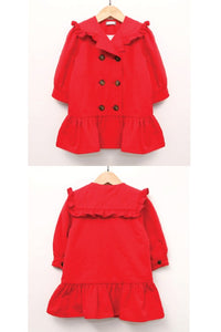 Red Loose Mid-Length Trench Coat