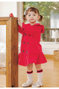 Red Loose Mid-Length Trench Coat