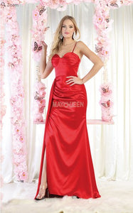 Red Bow Knot Ruffled Backless Sleeveless Gown