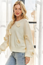 Ivory Floral Applique Sweater Top