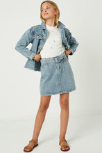 Light Denim Belted Denim Skirt