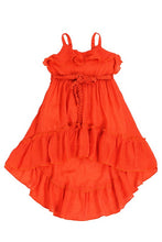 Ferrari Red Beach Beauty Hi-Lo Gauze Cotton Ruffled Dress