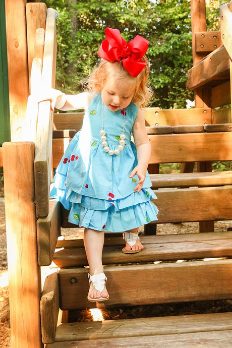 Blue Toddlers & Girls Princess Ruffles Dress