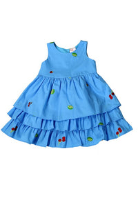 Blue Toddlers & Girls Princess Ruffles Dress