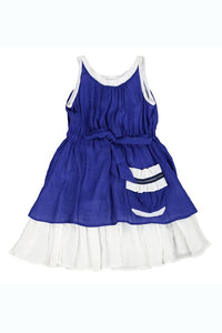 Navy Toddlers-Girls Soft Cotton Color Block Boho Dress