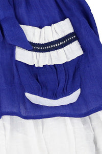 Navy Toddlers-Girls Soft Cotton Color Block Boho Dress