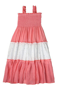 Sweet Coral Girls Soft Cotton Bold Color Maxi Dress