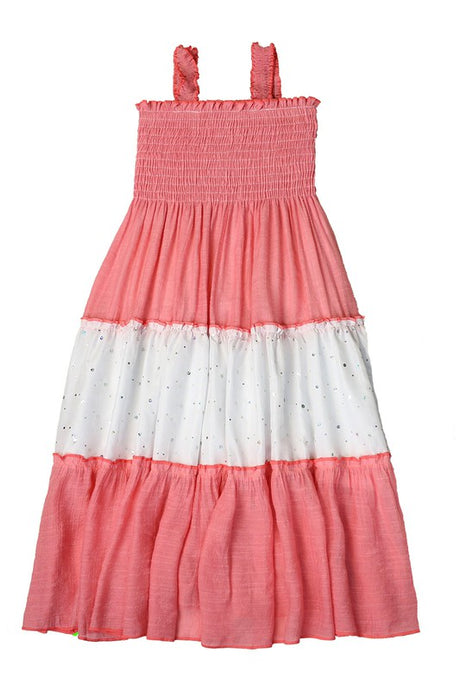 Sweet Coral Girls Soft Cotton Bold Color Maxi Dress