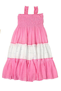 Pink Girls Soft Cotton Bold Color Maxi Dress