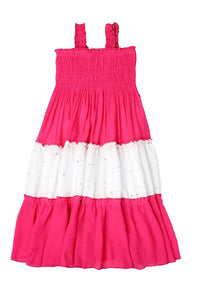 Fuchsia Girls Soft Cotton Bold Color Maxi Dress