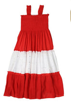 Retro Red Girls Soft Cotton Bold Color Maxi Dress