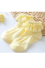 Yellow Girls Mesh Lace Socks