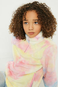 Pink Mix Girls Tie-Dye Fleece Zip-Up Pullover