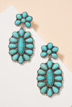 Sbtq Western Oval Turquoise Drop Earrings