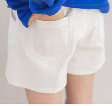 White Elastic Waisted Denim Skorts