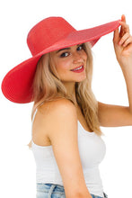 Coral Heavy Weight Wide Brim Floppy Paper Straw Sun Hat