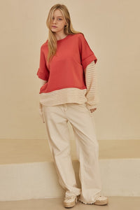 Blush Washed Layered Knit Sweater