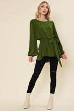 Olive Solid Long Sleeves Top