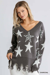 Charcoal Animal Star Print Sweater