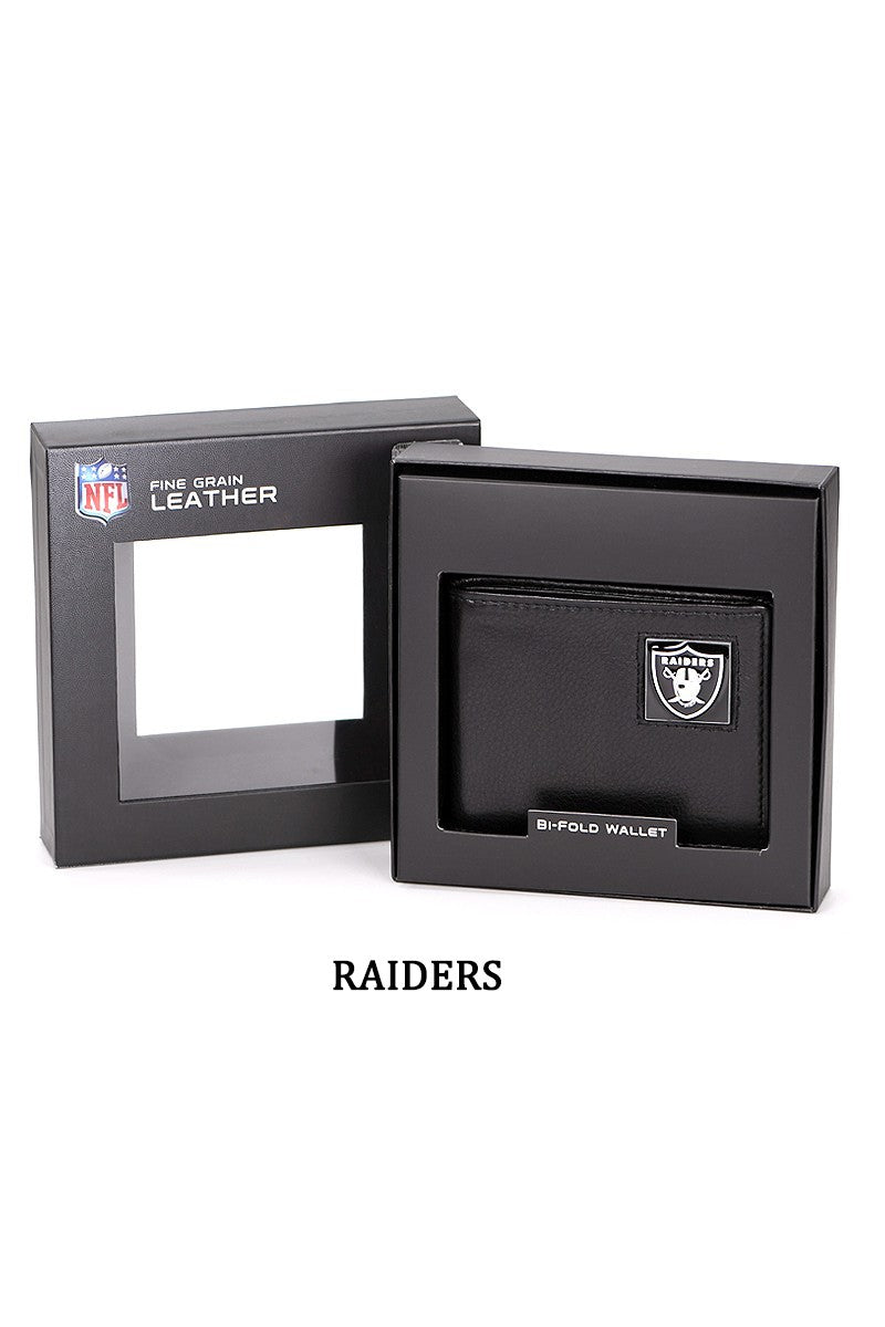 Raiders NFL Bi-Fold Wallet Packaged in Gift Box