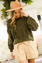 Olive Tassale Detail Sweater Knit Top