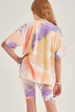 Purple Tie Dye Print Top and Biker Pants Set