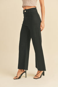 Fade Black Straight Wide Leg Denim Pants