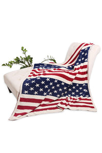 Red/Navy American Flag Print Luxury Soft Throw Blanket