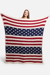 Red/Navy American Flag Print Luxury Soft Throw Blanket