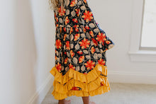 3 Ruffle Mustard Floral Dress