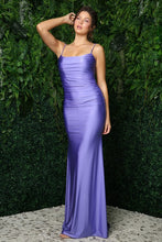 Lavender Strappy Back Ruched Trumpet Dress