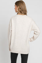 Oatmeal Chevron Happy Face Print Round Neck Sweater Top